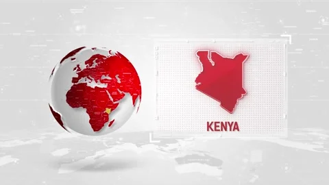 Kenya 4K Tech Map Beside Globe On White Background Stock Footage 338240738