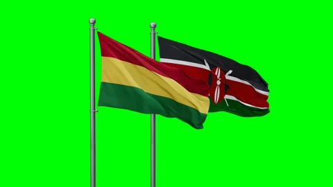 Kenya and Bolivia two flags Stock Footage 293204069