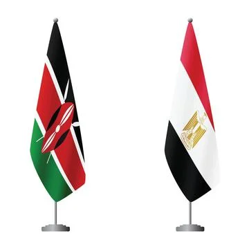 Kenya and Egypt flags on flagpoles for official ceremonies and meetings Stock Illustration