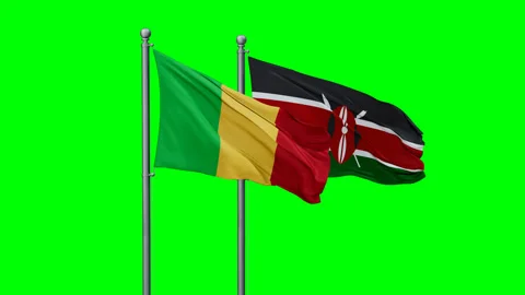 Kenya and Mali two flags Stock Footage 294260589