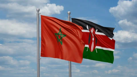 Kenya and Morocco two flags Stock Footage 269330933