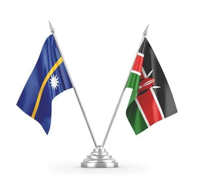 Kenya and Nauru table flags isolated on white 3D rendering Stock Illustration