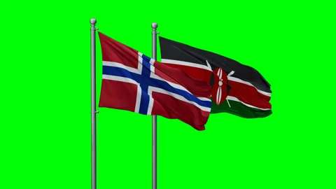 Kenya and Norway two flags Stock Footage 290048514