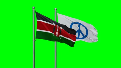 Kenya and Peace two flags Stock Footage 291854584