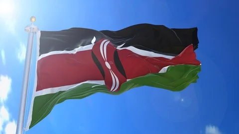 Kenya animated flag pack in 3D and isolated background Stock Footage 119929931
