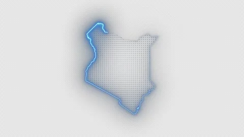 Kenya Blue Neon Outline Map Infinite Loop Transparent Background 4K Vídeo Stock 336715888