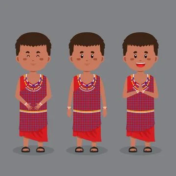 Kenya Character with Various Expression Stock Illustration