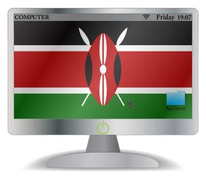 Kenya Computer Screen With On Button Stock Illustration