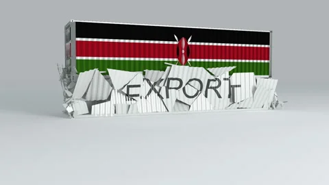 Kenya container with the flag falls on top of a container labeled EXPORT Stock Footage 124596720