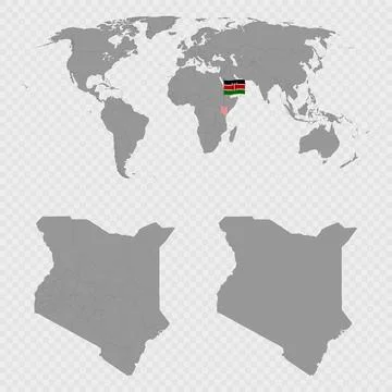 Kenya Counties Map Set with World Location. Stock Illustration