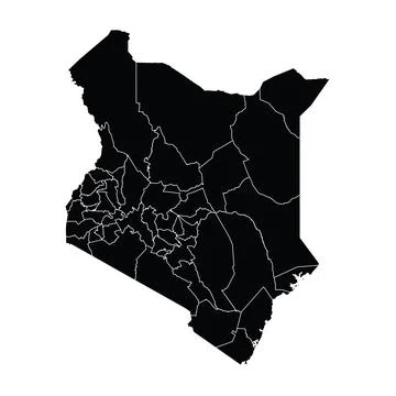 Kenya country map vector with regional areas Ilustração Stock