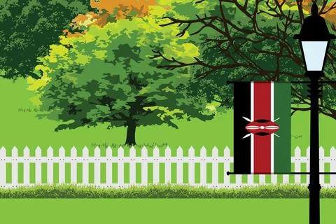 Kenya Day Trees Lamp Vector Illustration Stock Illustration
