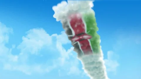 Kenya Flag 3D Render Animation Created with Colored Smoke Trails by Aircraft 스톡 동영상 332307981
