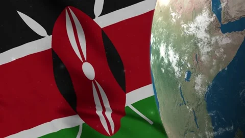 Kenya Flag and Kenya Map on Earth Globe 4K Stock Footage 220779763