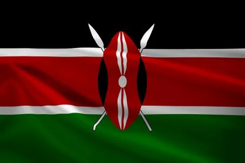 Kenya flag blowing in the wind Stock Illustration