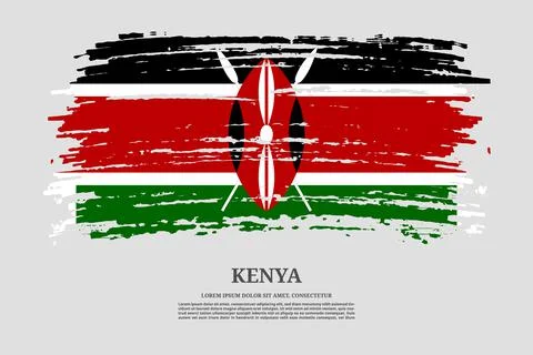 Kenya flag with brush stroke effect and information text poster, vector Stock Illustration
