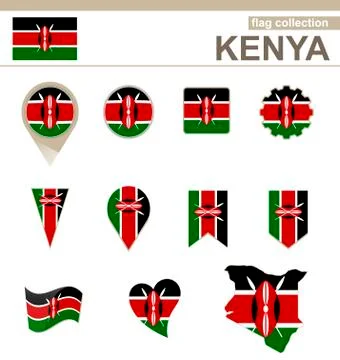 Kenya Flag Collection Stock Illustration
