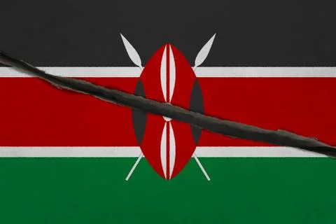 Kenya flag cracked Stock Illustration