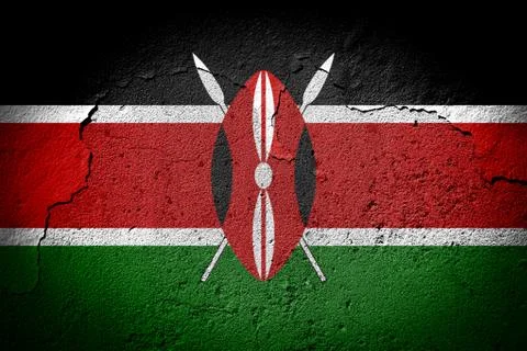 Kenya flag on cracked wall Stock Photos