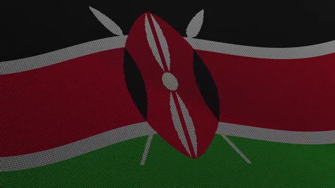 Kenya Flag Digital Particle Waving Seamless Loop Animation on Black Backgroun Stock Footage 339302881