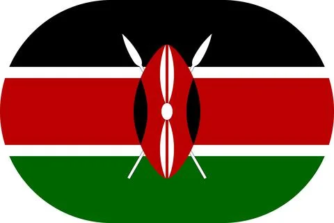 Kenya flag in flat oval design Stock Illustration