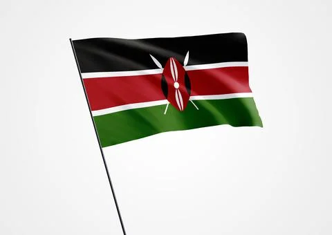 Kenya flag flying high in the isolated background Stock Illustration