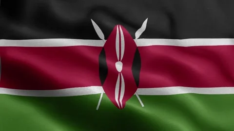 Kenya flag Front Stock Footage 318666103