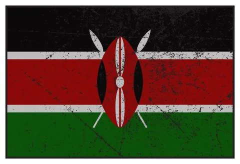 Kenya Flag Grunged Stock Illustration