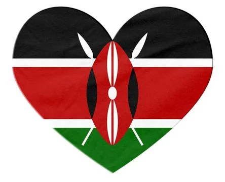 Kenya flag heart shape representing national love Stock Illustration