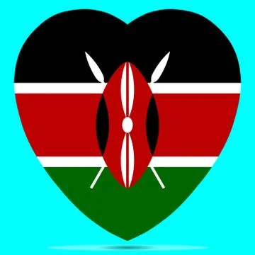 Kenya Flag In Heart Shape Vector illustration Eps 10 Stock Illustration