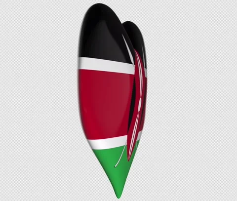 Kenya Flag Heart Turning Stock Footage
