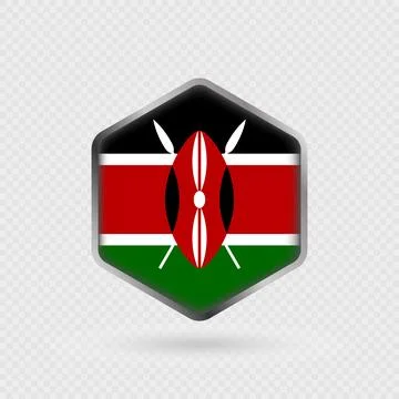 Kenya Flag Icon in Hexagon Shape. Stock Illustration