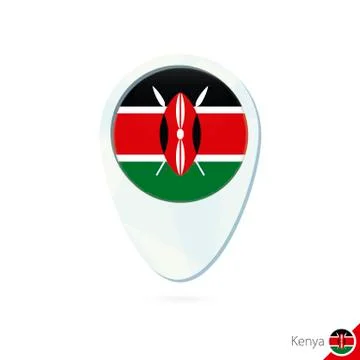 Kenya flag location map pin icon on white background. Stock Illustration