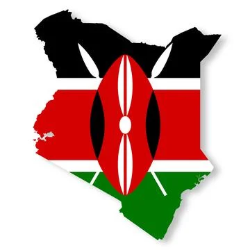 Kenya flag map with clipping path to remove shadow 3d illustration Stock Illustration