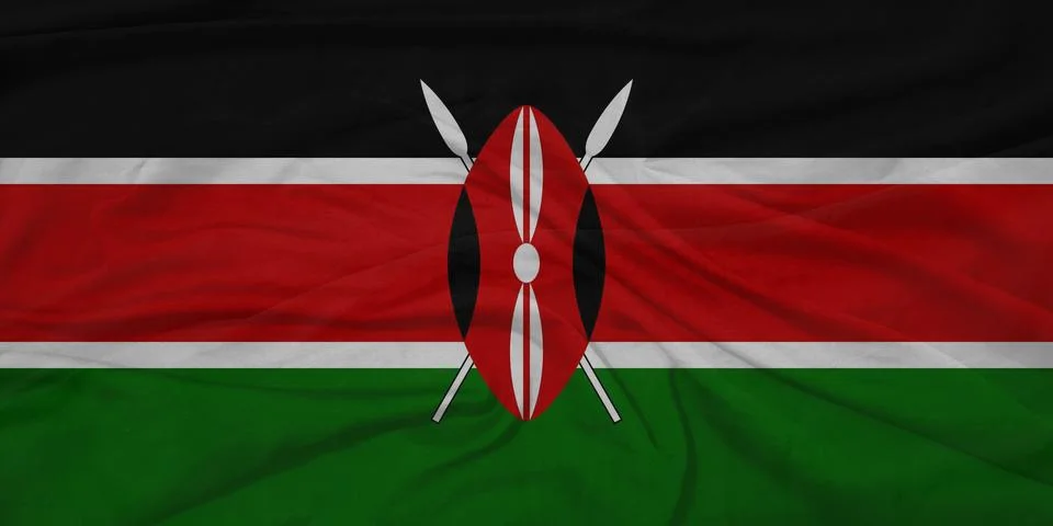 Kenya Flag moving in wind イラスト素材