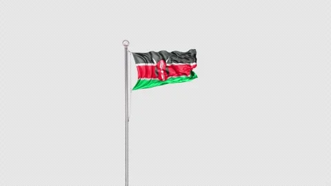 Kenya   Flag Pole  Animation Include Alpha 3D Rendering Stock Footage 312076729