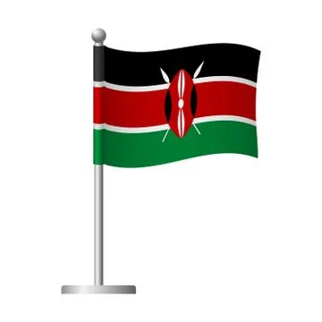 Kenya flag on pole icon Stock Illustration