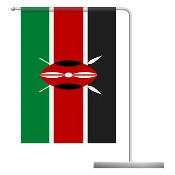 Kenya flag on pole icon Stock Illustration