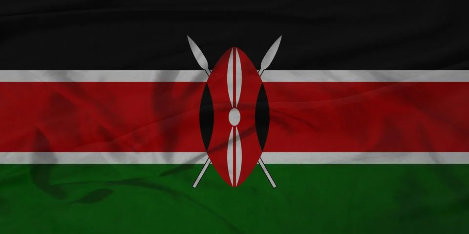 Kenya   Flag rippling sky texture Stock Illustration