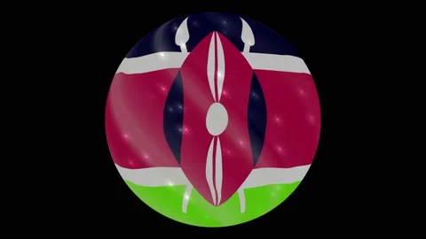 Kenya flag in a round ball rotates. Flicker and shine. Animation loop Stock Footage 145857477