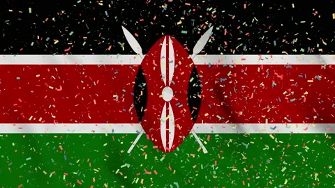 Kenya flag seamless animation with paper confetti Video stock 223327469