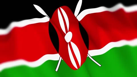 Kenya Flag Seamless Loop 4k 60fps on Sky Background Stock Footage 340343897