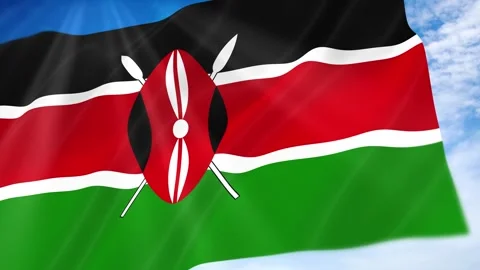 Kenya Flag Seamless Loop 4k 60fps on Sky Background Stock Footage 341674414