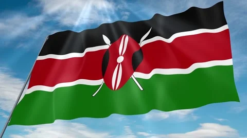 Kenya Flag Seamless Loop 4k 60fps on Sky Background Stock Footage 341758573