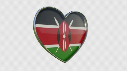 Kenya Flag in the Shape of 3D Heart. Video stock 141844898