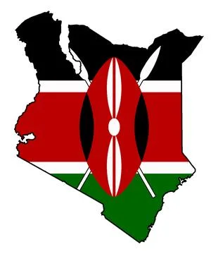 Kenya Flag Silhouette Map Stock Illustration