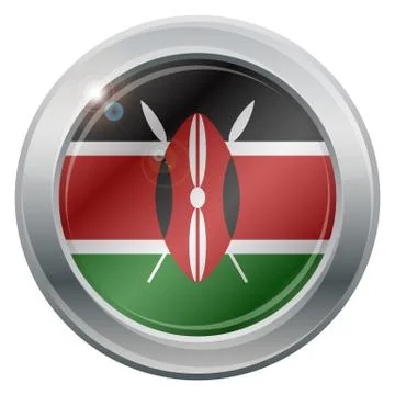 Kenya Flag Silver Icon Stock Illustration