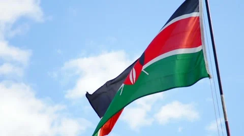 Kenya flag super slow motion tight Video stock 46550038