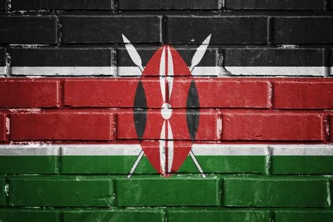 Kenya flag on a textured brick wall Ilustración de archivo