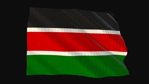 Kenya flag waving black background seamless loop 스톡 동영상 343210745